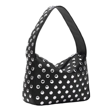 Studded Purses Y2k Shoulder Bag 90s Punk Women Small Shouder Purse Vegan Leather Designer Handbags Streetwear 2000s (Black,One Size)