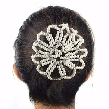 Beaupretty Hair Snood, Pearl Design Hairnet for Dance Performance, White, 1 Count