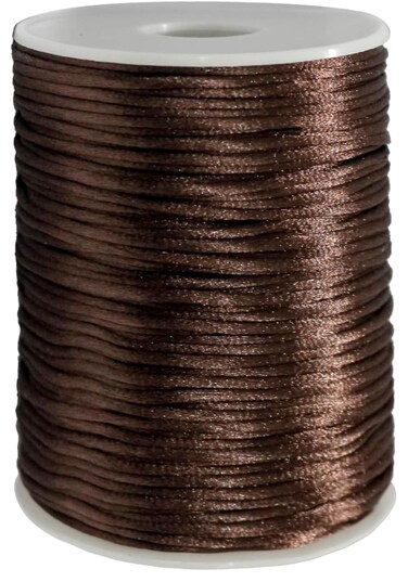 FQTANJU Satin Rattail Nylon Cord, 300 Feet 2mm Beading Satin String for Chinese Knotting, Arts and Crafts, Jewelry Making,Macrame Bracelets, Necklaces (Brown)