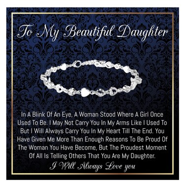 Onepurposegifts Daughter Bracelet, Daughter Gift, I love you Daughter, Daughter birthday gift (Silver Heart)