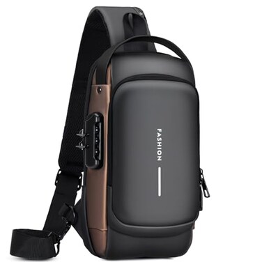 Rcrirth Sling Bag for Men   Anti-theft Crossbody Bag - PU Leather Crossbody Shoulder Bag - Chest Bag for Daily use