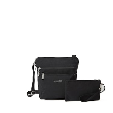 Baggallini womens Pocket With Rfid Crossbody Bags, Black/Sand, One Size US