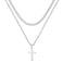 Yooblue Cross Necklace for Men - Stainless Steel Cross Chain Necklace for Men, Mens Jewelry Cross Pendant Cross Necklace, Layered Silver Chain for Men
