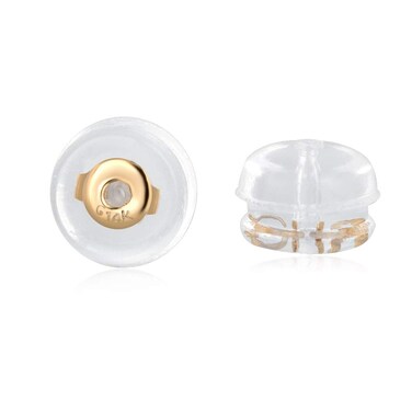Silicone Earring Backs Replacement   Comfortable Rubber Earring Backings for Stud   Hypoallergenic Plastic Soft Flat Earing Backs Secure Safety Locking (1 Pair 14K Gold)
