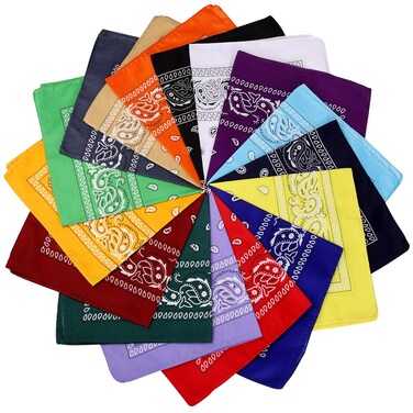 N-A 16 Pcs Bandanas Multi-Purpose Bandanas Paisley Cowboy Polyester Headbands 22x22 inch
