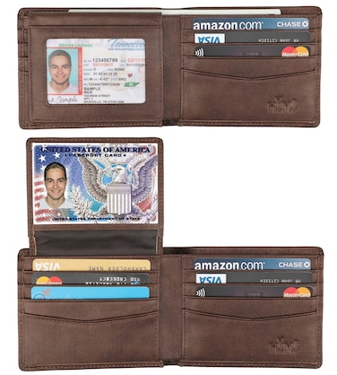 Wallet for Men-Genuine Leather RFID Blocking Bifold Stylish Wallet With 2 ID Window (Coffee-galaxy)