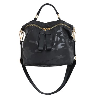 PAKFIEKS Women Nylon Handbag Anti-theft Casual Lightweight Travel Shopping Shoulder Bag Waterproof Crossbody bag (Black Camo)