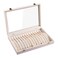 Frebeauty 15 Hooks Necklace Tray Velvet Neckalce Organizer with Clear Lid Lockable Necklace Holder Box Jewelry Organizer for Pendants Chains Necklace Jeweley Tray for Women Girls(Beige)