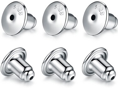 Catinee Locking Earring Backs for Studs,14k Plated White Gold Earrings Back for Studs Secure,Hypoallergenic Earring Backs Apply to Earring Backs for Droopy Ears(6pcs/3pair)