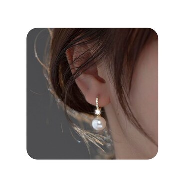 Pearl Earrings for Women 14K Gold Plated Hypoallergenic Pearl Earrings 5A Cubic Zirconia Dangle Earrings Elegant Jewelry (2-Gold)