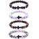 Softones 4PCS Cross Beads Bracelet for Men Women 8mm Healing Lava Stone Stretch Bracelets,7.5