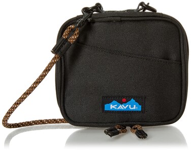 KAVU Safety Cove Case Crossbody Wallet with Rope Strap, Jet Black