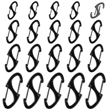 Zipper Clips Anti Theft, 20 Pcs Zipper Pull Locks for Backpacks, Double-Sided Spring S Carabiner Clasps Theft Deterrent for Luggage Suitcase Handbags Keys Purse(Triangle Black)