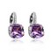 Uloveido Women's Rhodium Plated Square Purple Crystal Simulated Amethyst Diamond Purple Pierce Stud Drop Earrings for Women DML115-Purple