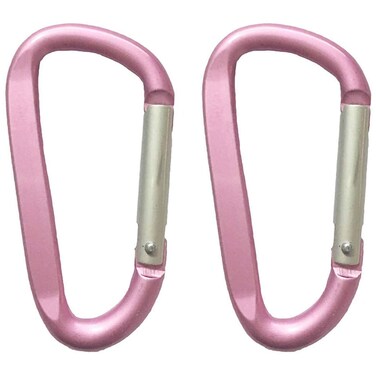 Large Carabiners Keychain 3" Aluminum D Shape Premium Durable D-Ring Carabiner Clip Hook Camping Accessories Snap Link Key Chain Durable Improved Design (2pcs pink)