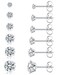 6 Pairs Stud Earrings Set, Hypoallergenic Cubic Zirconia 316L Earrings Stainless Steel CZ Earrings 3-8mm (Steel color)