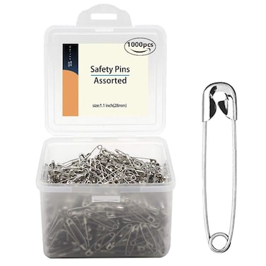 1000Pieces -Safety Pins, 1.1 Inch Safety Pins Clothing Clips Tool 28mm Decorative Safety Pins Assorted, Sewing Accessories Kit.