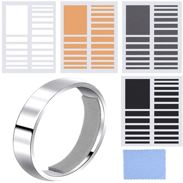 Chuangdi 8 Sheet/ 152 Pcs Ring Size Adjuster for Loose Ring Invisible Ring Sizer Spacer Invisible Wide Ring Guard with Polishing Cloth for Women Men, 1mm, 1.5mm Thick(Black, Light Gray, White, Nude)