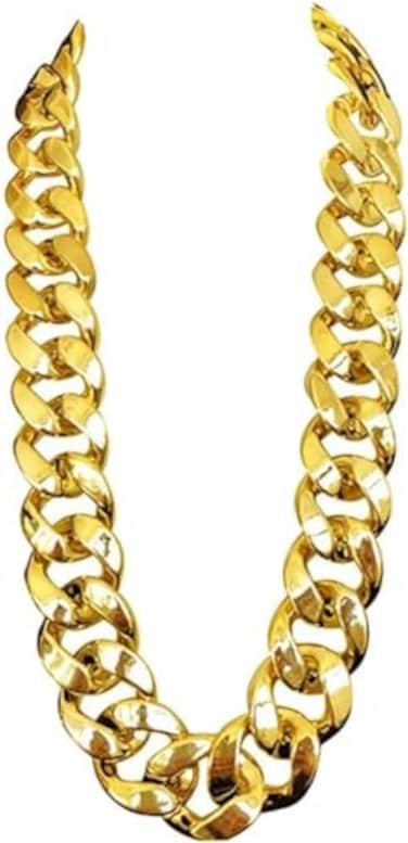 YWQZGYP Hip Hop Rapper Plastic Chunky Fake Gold Chain Necklace,80s/90s Costume Accessory(27.5inches*1.34inches)
