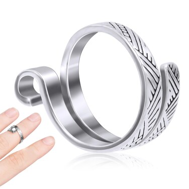 ANCIRS Knitting Crochet Loop Ring for Fingers, Adjustable Crochet Tension Ring, Metal Open Yarn Guide Finger Holders, Knitting Thimbles for Crochet- Silver