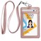 Teskyer Badge Holder with Lanyard, Leather ID Name Badge Card Holder with Lanyard for ID Badges, Vertical Rose Gold