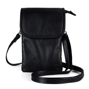 befen Black Genuine Leather Small Crossbody Bags for Women, Cell Phone Purse for Women for Travel
