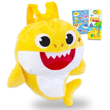 Baby Shark Backpack for Kids 3-5 - Baby Shark Accessories Bundle with Baby Shark Plush Backpack, Stickers, More   Baby Shark Merchandise