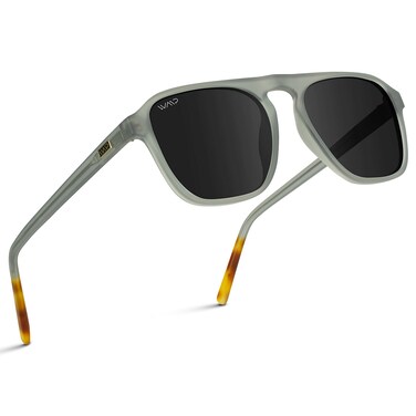 WearMe Pro WMP Eyewear - Polarized Aviator One-Bridge Modern Square Mens Sunglasses (Moon Rock Grey/Black Lens)