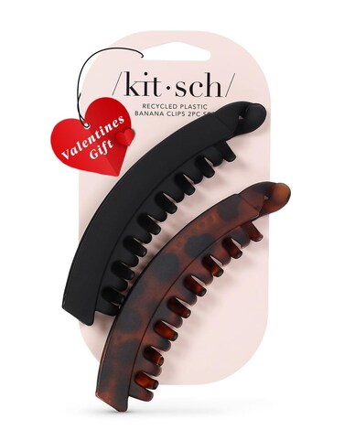 Kitsch Banana Hair Clips for Women, Large Banana Clip for Thick Hair, Cute Hair Clips for Girls, Banana Clips for Thin Hair, Banana Hair Clip, 2pc (Black &amp; Tortoise) - Valentines Day Gifts