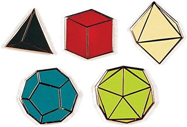 The Unemployed Philosophers Guild Platonic Solids Enamel Pin Set - Strong Rubber Backing Clasps