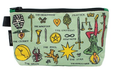The Unemployed Philosophers Guild Tarot Bag - 9" Canvas Cartomancy Themed Zipper Pouch for Pencils, Tools, Cosmetics, Toiletries and More