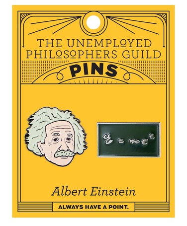 The Unemployed Philosophers Guild Einstein and E=mc2 Enamel Pin Set - Strong Rubber Backing Clasps
