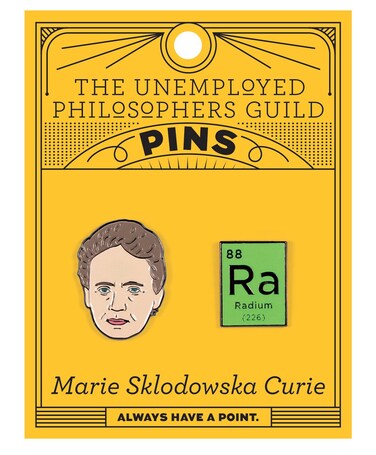 The Unemployed Philosophers Guild Marie Curie and Radium Enamel Pin Set - Strong Rubber Backing Clasps