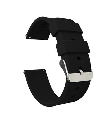BARTON WATCH BANDS Soft Silicone Quick Release Watch Band Straps, Black, 20mm