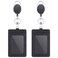 2 Pack Badge Holders and Heavy Duty Retractable Reel Clips Set, Vertical Leather ID Badge Holders with 1 Clear ID Window &amp; 2 Credit Card Slots (Black-2pcs)'