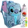 Stitch Backpack for Girls Set - Bundle with Lilo and Stitch Backpack with Front Pockets Plus Water Bottle, Tattoos, More   Stitch Backpack Set for Kids