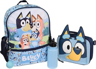 AI ACCESSORY INNOVATIONS Bluey 4 Piece Backpack Set for Pre-School Girls &amp; Boys, Kids 16" School Bag