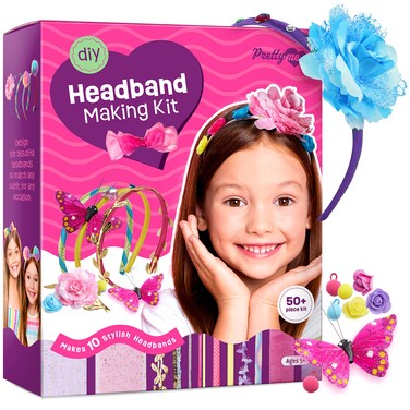 Headband Making Kit for Girls - Make Your Own Fashion Headbands for Kids - DIY Hair Accessories Set - Arts &amp; Crafts Easter Gift for Ages 5-12 Year Old Girl - Little Children's Art &amp; Craft Gifts