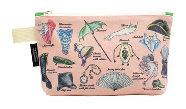 The Unemployed Philosophers Guild Georgian Fashion Bag - 9" Canvas Regency Themed Zipper Pouch for Pencils, Tools, Cosmetics, Toiletries and More