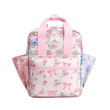 Itzy Ritzy Toddler Backpack - Daycare Bag - Features Adjustable Shoulder Straps, 2 Side Pockets &amp; Spacious Interior with Wipeable Fabric Lining &amp; Name Label, Ribbons &amp; Roses Backpack