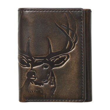 House of Jack Co. DEER Trifold Wallet For Men   Hand Burnished Full Grain Leather   Mens Trifold Wallet   Deer Wallet   Outdoorsman Gift