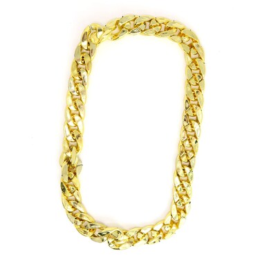 Skeleteen Rapper Gold Chain Accessory - 90s Hip Hop Fake Gold Costume Necklace - 1 Piece For Children