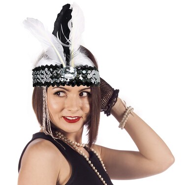 Skeleteen Roaring Twenties Flapper Headband - Women's Early 1920's Flapper Headpiece - 1 Piece