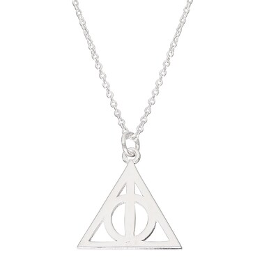 Harry Potter Deathly Hallows Necklace 18", Sterling Silver Jewelry for Women Official License