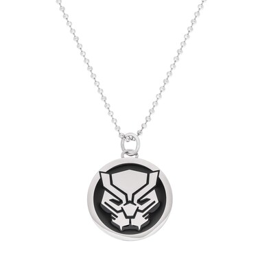 Marvel Comics Black Panther Jewelry, Stainless Steel Pendant Necklace, 22" Ball Chain