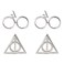 Harry Potter Deathly Hallows and Glasses Stud Earrings Set, 2 Pair, Silver Plated