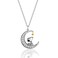 PEANUTS Womens Snoopy Moon Cubic Zirconia Necklace 18" -18k Yellow Flash Plated Snoopy Necklace - Official License