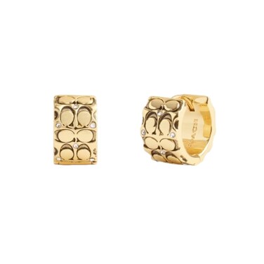 Coach Women's Signature Quilted Huggie Earrings