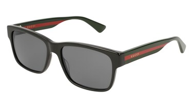 Gucci GG0340S-006-58 Rectangular Sunglasses, Black (/Multicolour), 58