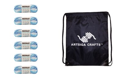 Bernat Knitting Yarn Handicrafter Cotton Stripes Tie Die 6-Skein (Same Dyelot) 162104-4114 with Knitting Project Bag